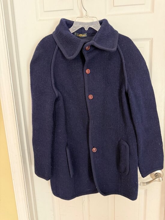 Carlo Gruber Other - Vintage Carlo Gruber Navy Blue Button Coat Boiled Wool XL 70s Nautical Old Money